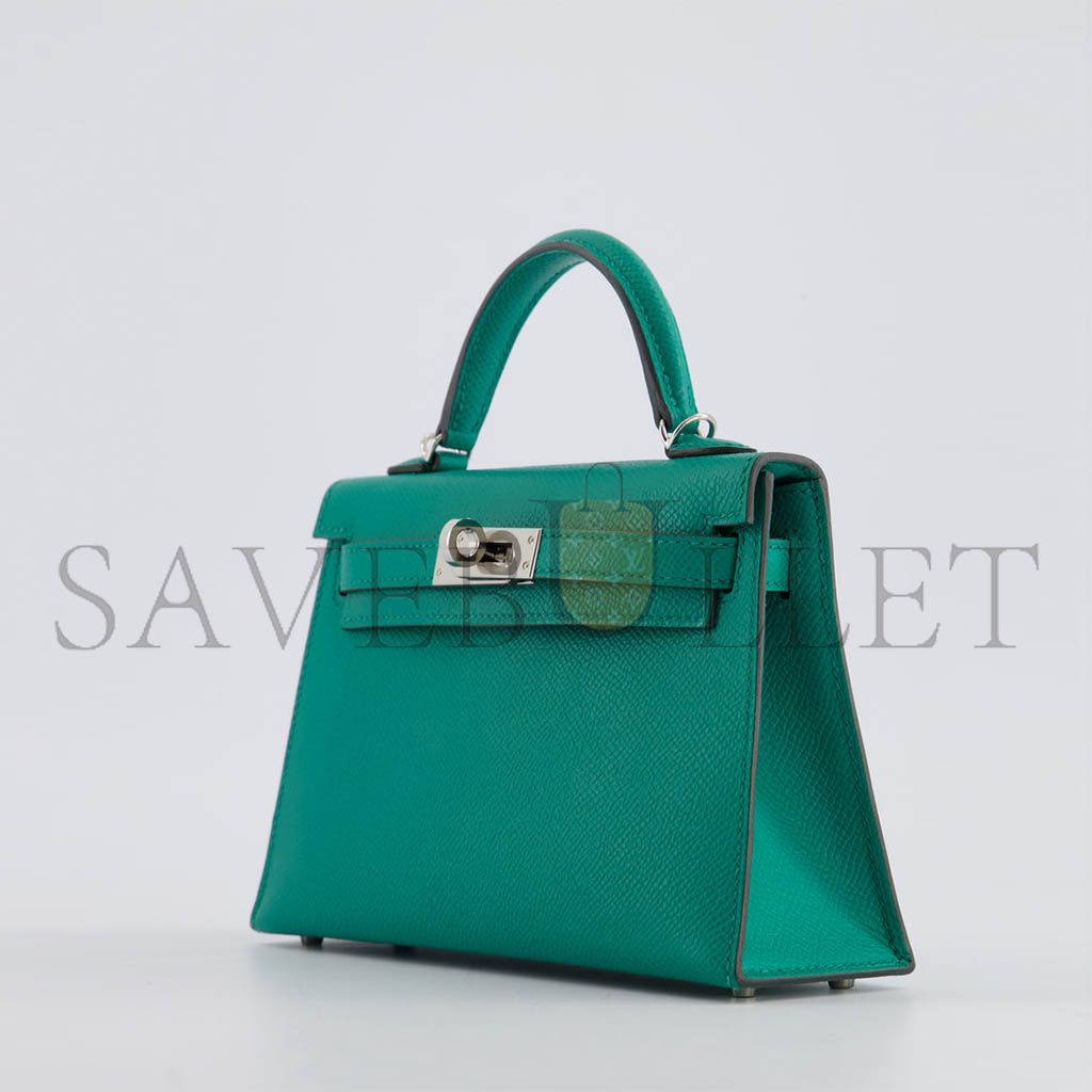 H**mes mini kelly ii bag epsom malachite (19*12*5.5cm)